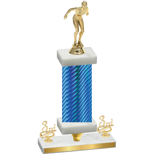 Premium Single Blue Carbon Fiber Third Place Tennis Trophy