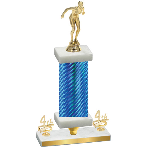Premium Single Blue Carbon Fiber Fourth Place Tennis Trophy