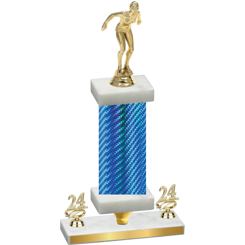 Premium Single Blue Carbon Fiber Year Tennis Trophy