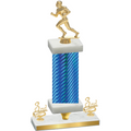 Premium Single Blue Carbon Fiber Third Place Football Trophy