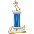 Premium Single Blue Carbon Fiber Year Football Trophy