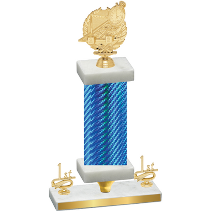 Premium Single Blue Carbon Fiber First Place Swimming Trophy