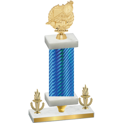 Premium Single Blue Carbon Fiber Victory Swimming Trophy