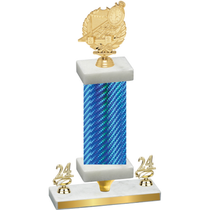 Premium Single Blue Carbon Fiber Year Swimming Trophy