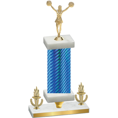 Premium Single Blue Carbon Fiber Victory Cheerleading Trophy