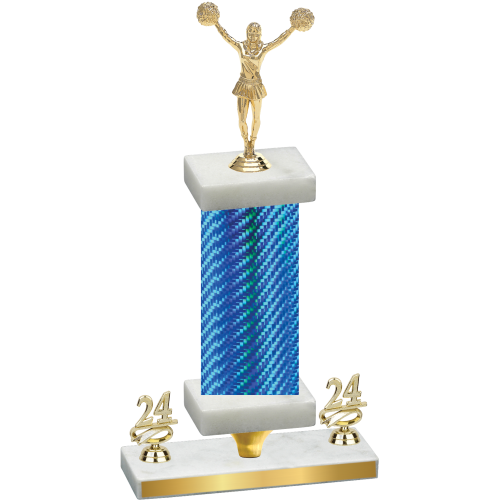 Premium Single Blue Carbon Fiber Year Cheerleading Trophy