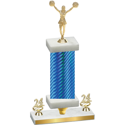 Premium Single Blue Carbon Fiber Year Cheerleading Trophy