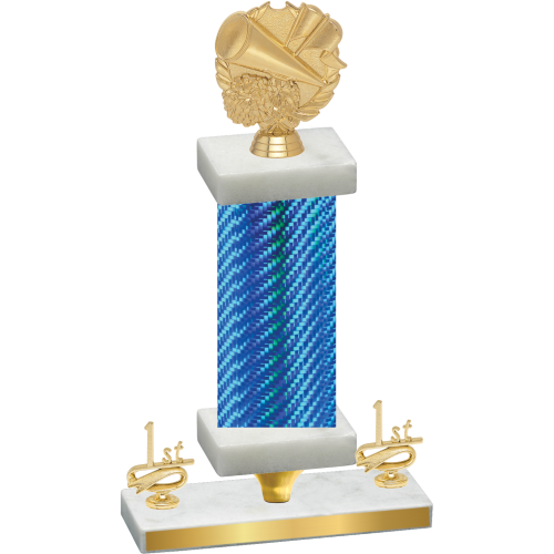 Premium Single Blue Carbon Fiber First Place Cheerleading Trophy