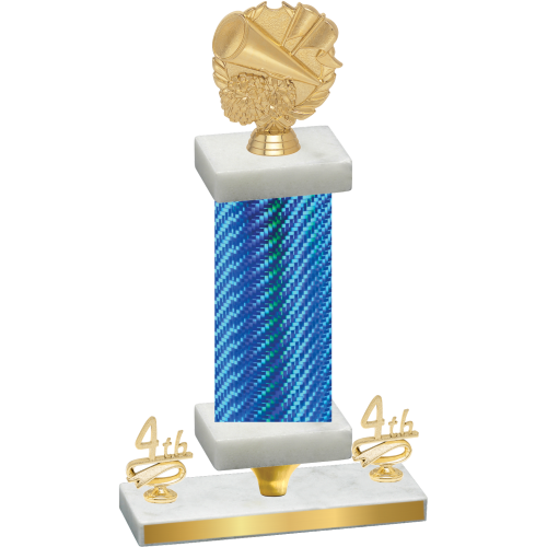 Premium Single Blue Carbon Fiber Fourth Place Cheerleading Trophy