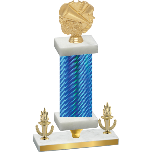 Premium Single Blue Carbon Fiber Victory Cheerleading Trophy