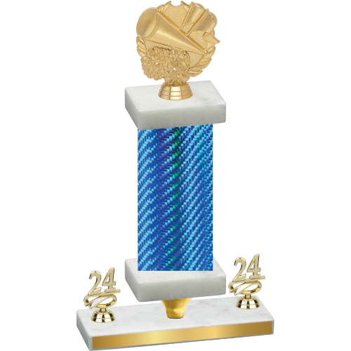 Premium Single Blue Carbon Fiber Year Cheerleading Trophy