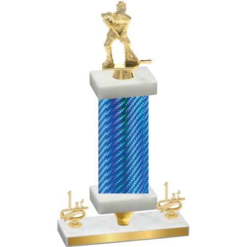 Premium Single Blue Carbon Fiber First Place Hockey Trophy