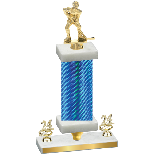 Premium Single Blue Carbon Fiber Year Hockey Trophy