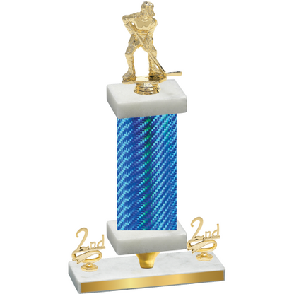 Premium Single Blue Carbon Fiber Second Place Hockey Trophy