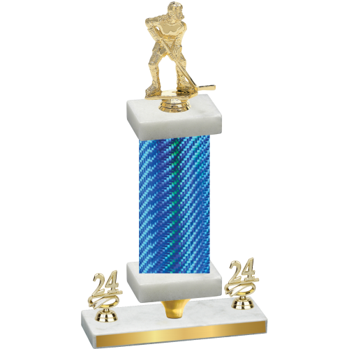 Premium Single Blue Carbon Fiber Year Hockey Trophy