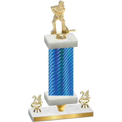 Premium Single Blue Carbon Fiber Year Hockey Trophy