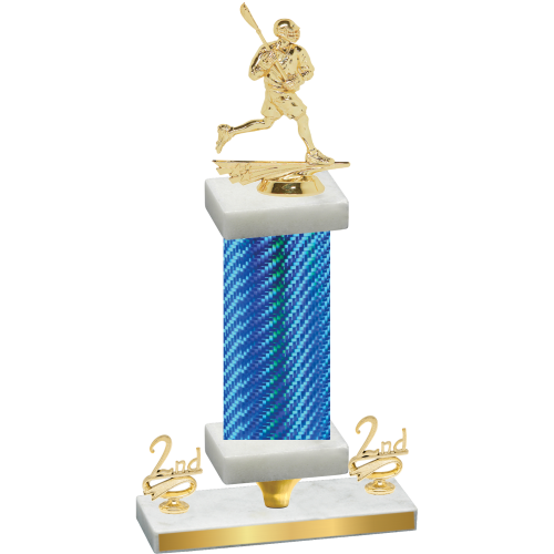 Premium Single Blue Carbon Fiber Second Place Lacrosse Trophy