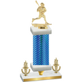 Premium Single Blue Carbon Fiber Victory Lacrosse Trophy
