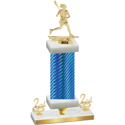Premium Single Blue Carbon Fiber Second Place Lacrosse Trophy