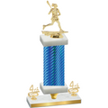 Premium Single Blue Carbon Fiber Fourth Place Lacrosse Trophy