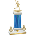Premium Single Blue Carbon Fiber Victory Lacrosse Trophy