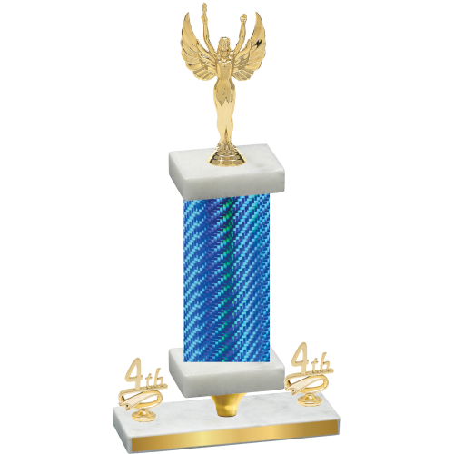 Premium Single Blue Carbon Fiber Fourth Place Victory Trophy