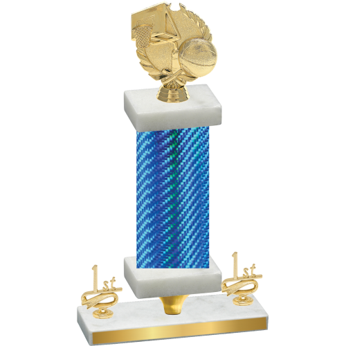 Premium Single Blue Carbon Fiber First Place Basketball Trophy
