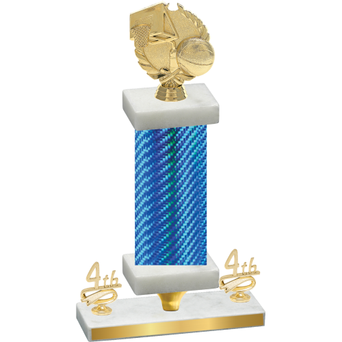 Premium Single Blue Carbon Fiber Fourth Place Basketball Trophy