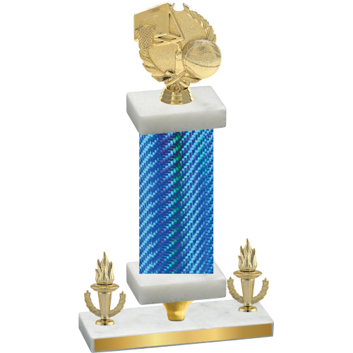 Premium Single Blue Carbon Fiber Victory Basketball Trophy
