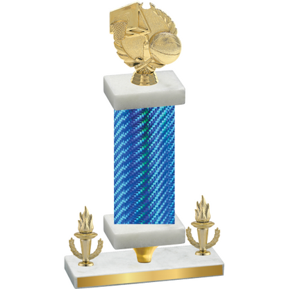 Premium Single Blue Carbon Fiber Victory Basketball Trophy