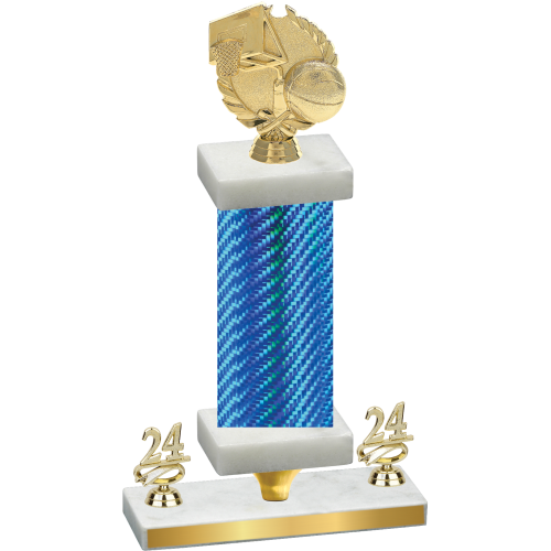 Premium Single Blue Carbon Fiber Year Basketball Trophy