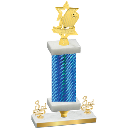 Premium Single Blue Carbon Fiber Third Place Pickleball Trophy