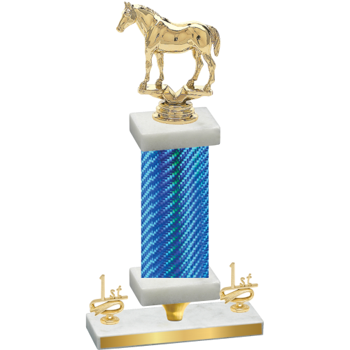 Premium Single Blue Carbon Fiber First Place Horses Trophy