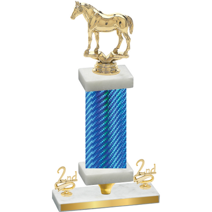 Premium Single Blue Carbon Fiber Second Place Horses Trophy