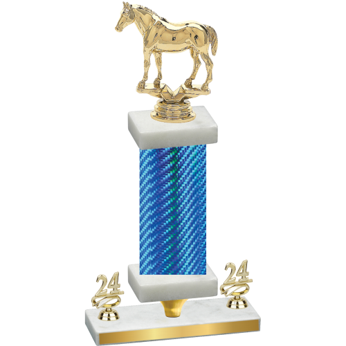 Premium Single Blue Carbon Fiber Year Horses Trophy