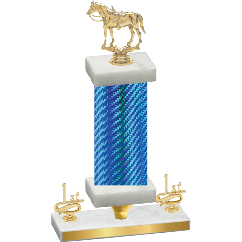 Premium Single Blue Carbon Fiber First Place Horses Trophy