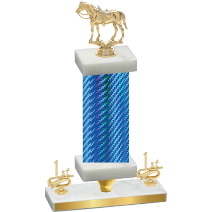 Premium Single Blue Carbon Fiber First Place Horses Trophy