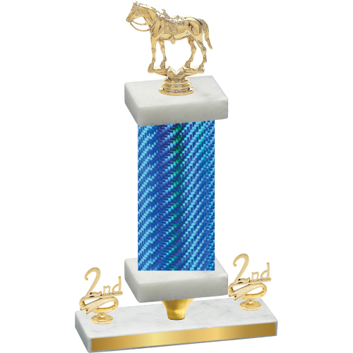 Premium Single Blue Carbon Fiber Second Place Horses Trophy
