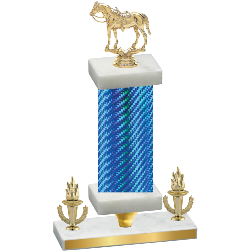 Premium Single Blue Carbon Fiber Victory Horses Trophy