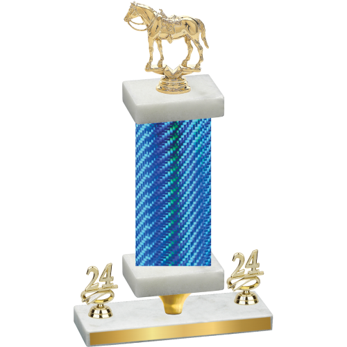 Premium Single Blue Carbon Fiber Year Horses Trophy