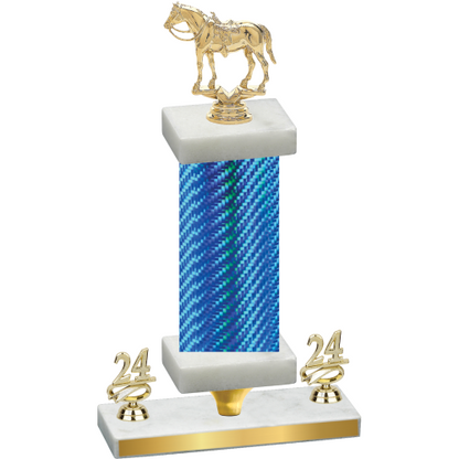 Premium Single Blue Carbon Fiber Year Horses Trophy