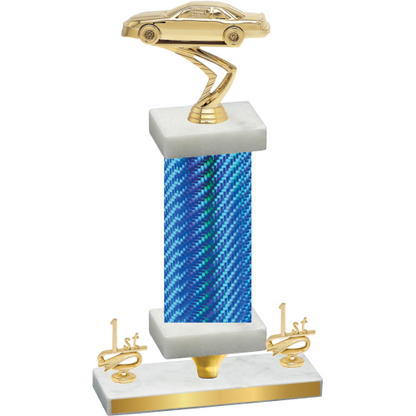 Premium Single Blue Carbon Fiber First Place Cars Trophy
