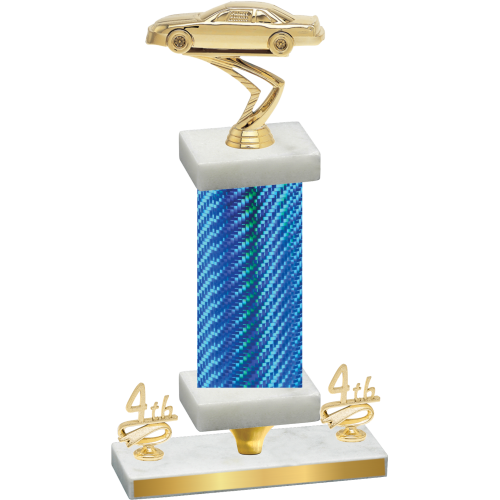 Premium Single Blue Carbon Fiber Fourth Place Cars Trophy
