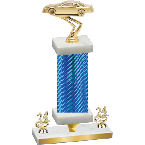 Premium Single Blue Carbon Fiber Year Cars Trophy