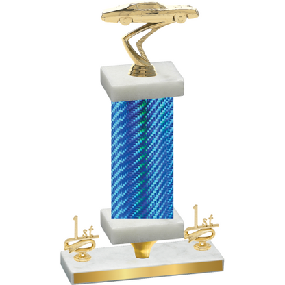 Premium Single Blue Carbon Fiber First Place Cars Trophy