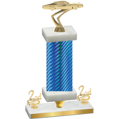 Premium Single Blue Carbon Fiber Second Place Cars Trophy
