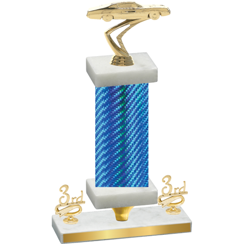 Premium Single Blue Carbon Fiber Third Place Cars Trophy