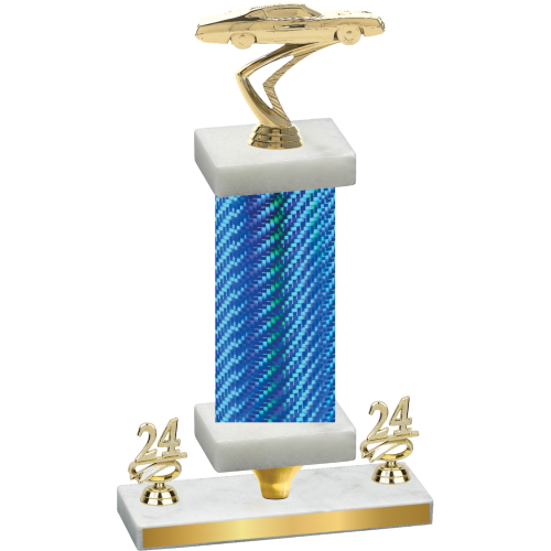 Premium Single Blue Carbon Fiber Year Cars Trophy