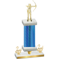 Premium Single Blue Carbon Fiber Second Place Archery Trophy