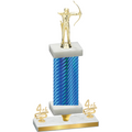 Premium Single Blue Carbon Fiber Fourth Place Archery Trophy